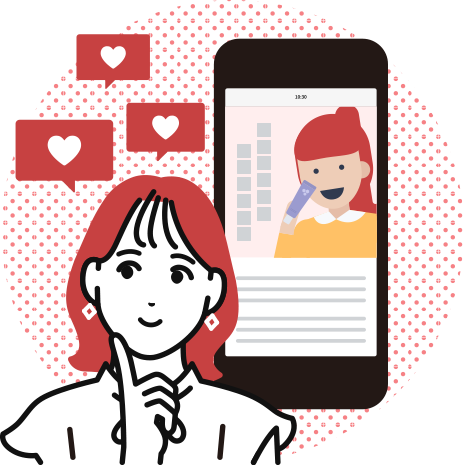 スマホと女性のイラスト